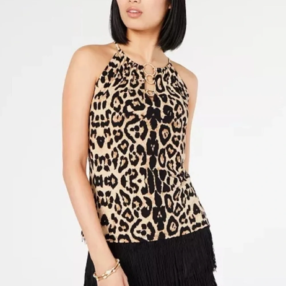 INC International Concept EUC Leopard Print Halter Top - Picture 1 of 5